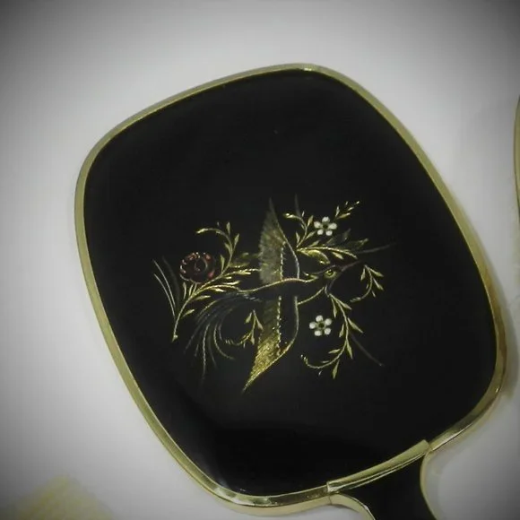 Vintage 1960"s Vanity Set, Mirror Brush Comb Hand Carved Design